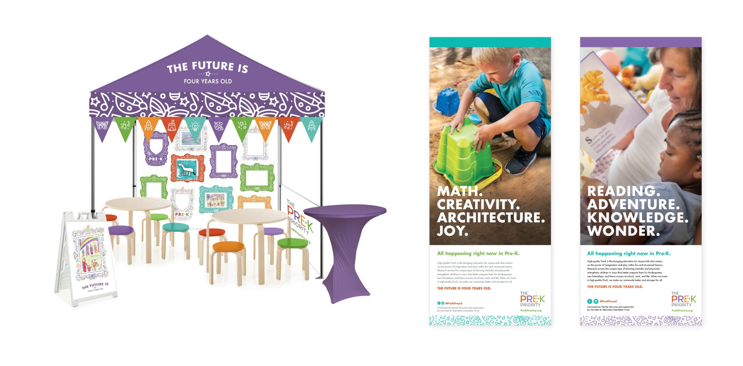 Pre-K Priority tent and print ads