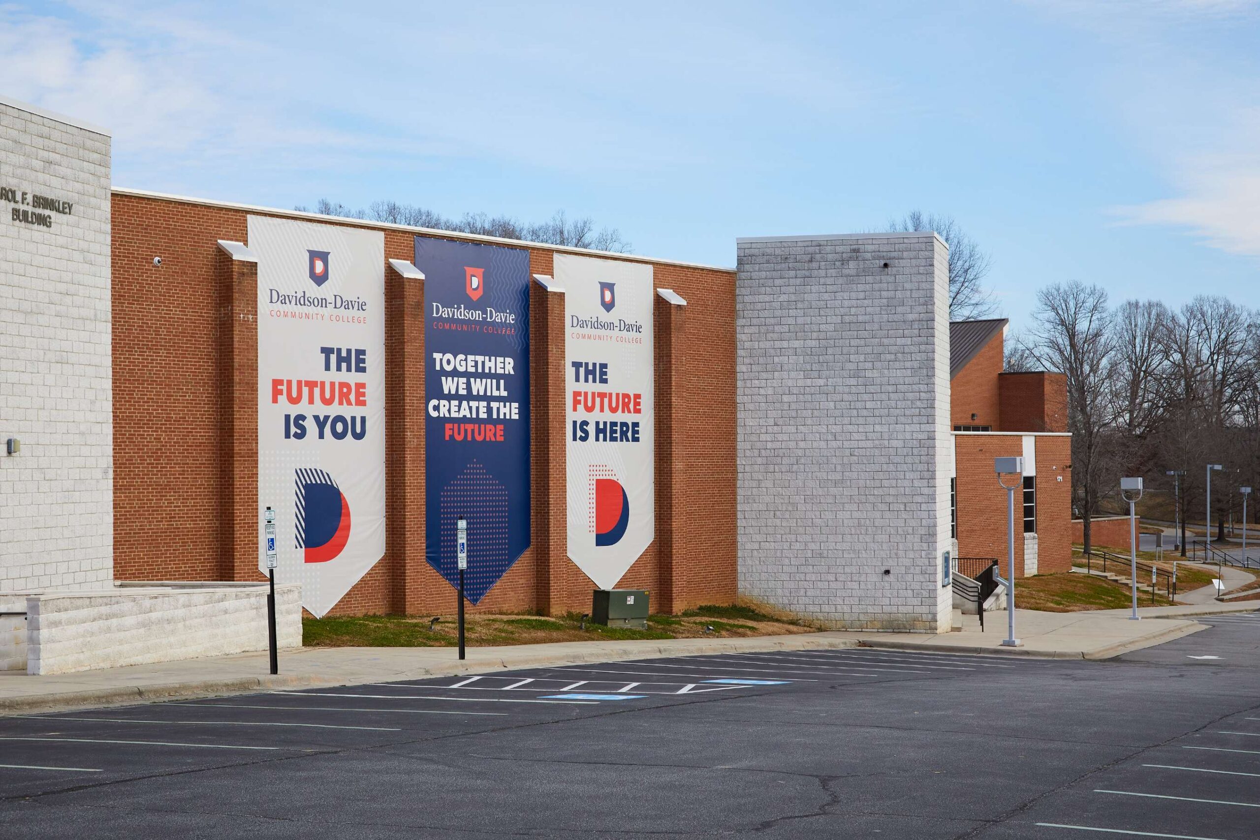 DDCC campus building with banners saying The Future is Here.