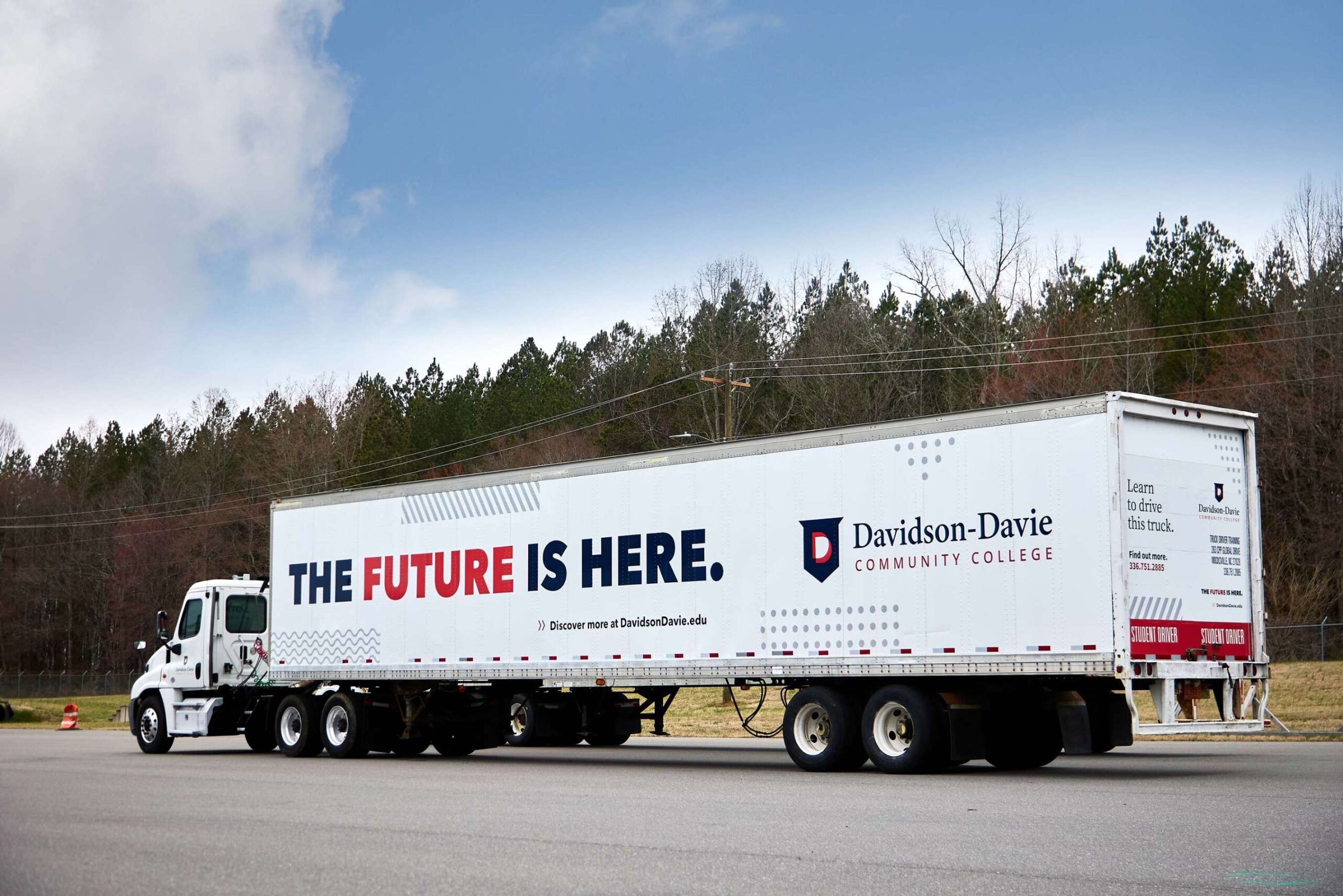 Tractor trailer with The Future is Here.