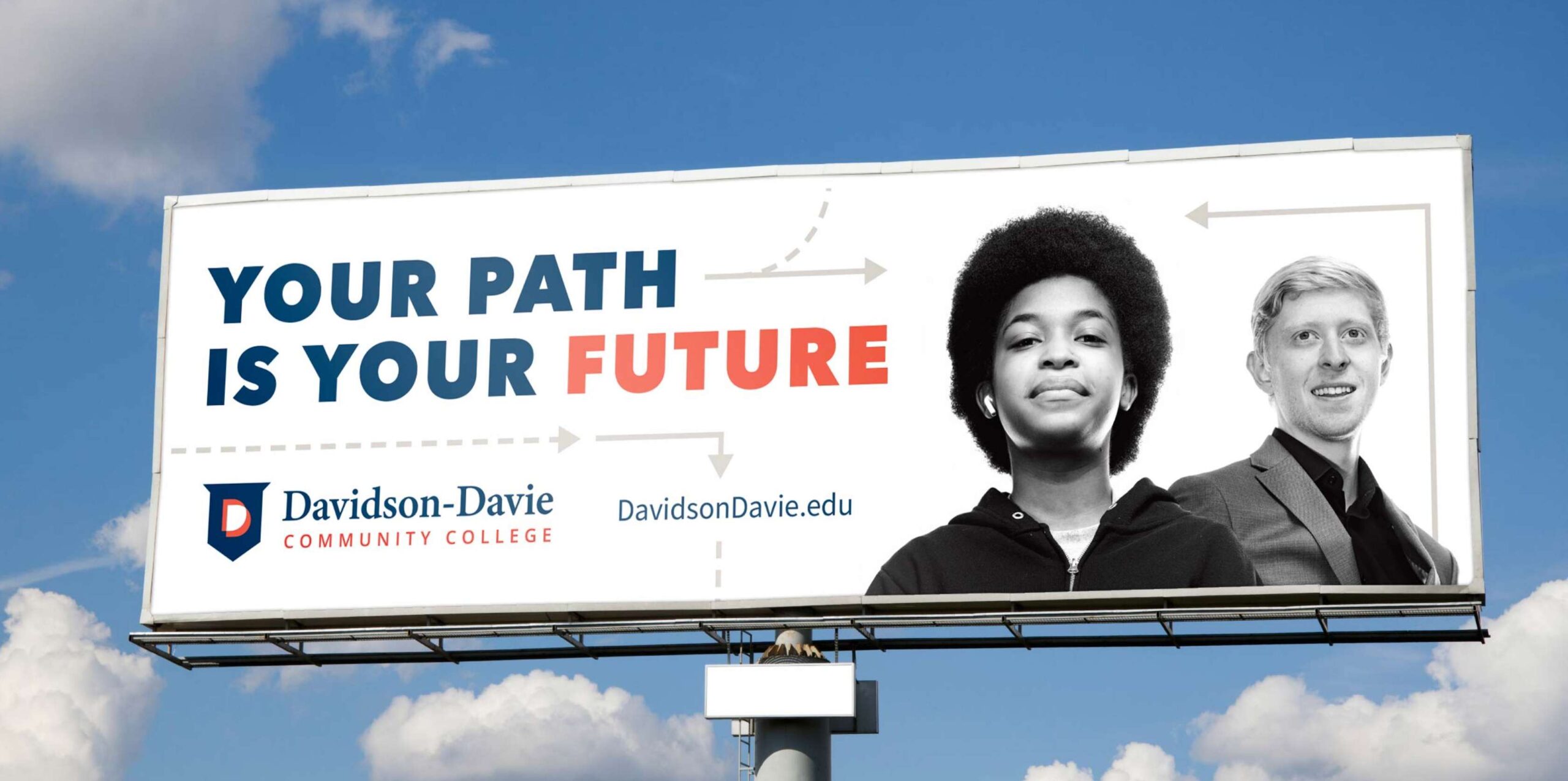 Billboard with students and headline "Your Path is Your Future"